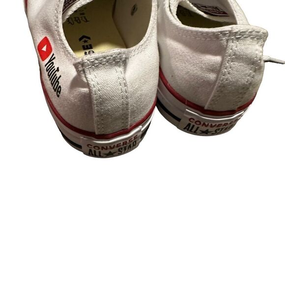 Converse Chuck Taylor All Star Low White Canvas Sneakers YouTube Logo 9.5 - Picture 6 of 15